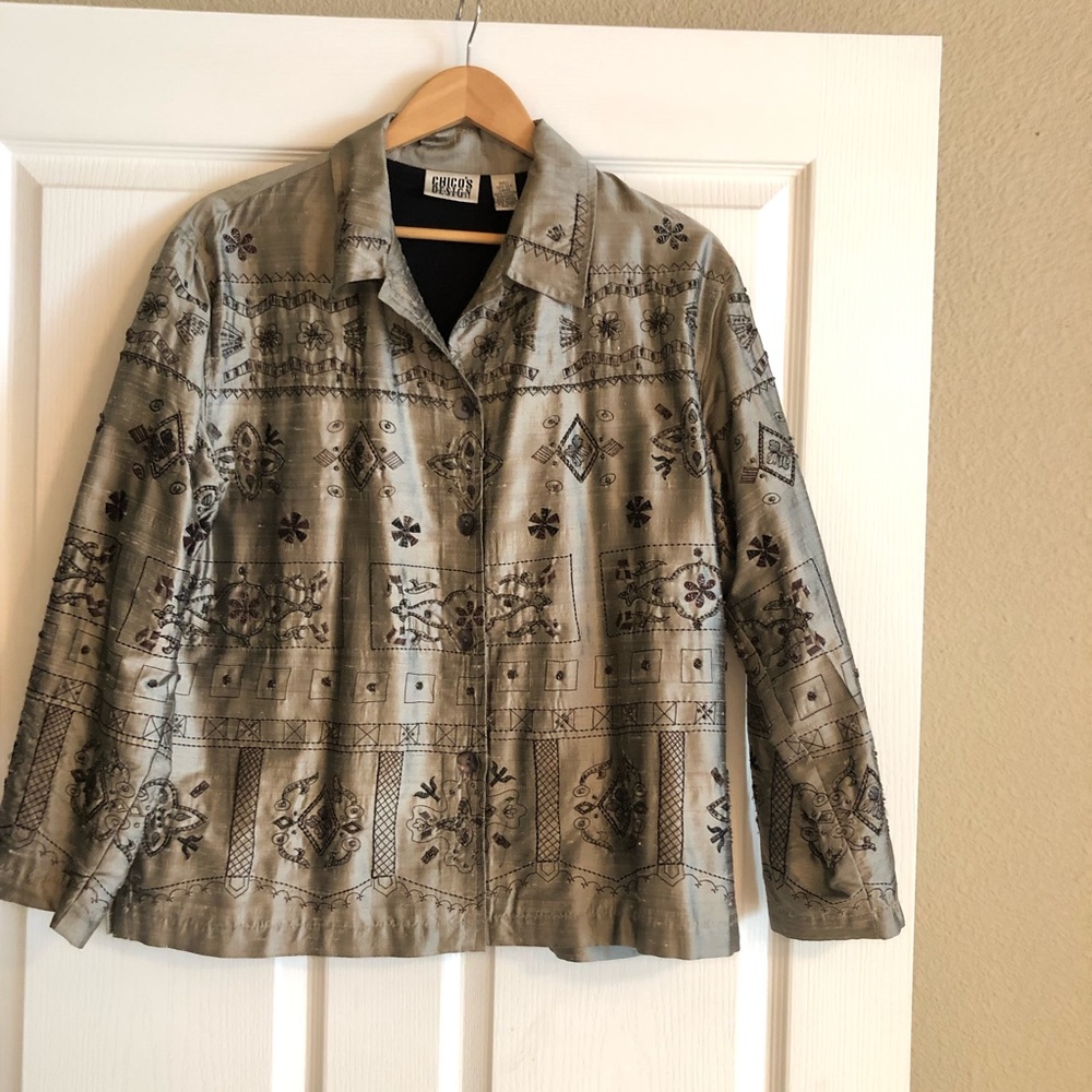 Chico’s Silk Beaded jacket